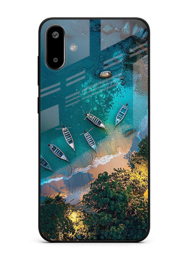 Deep Blue Lagoon glowing lagoon artwork Samsung F06 5G glass back cover