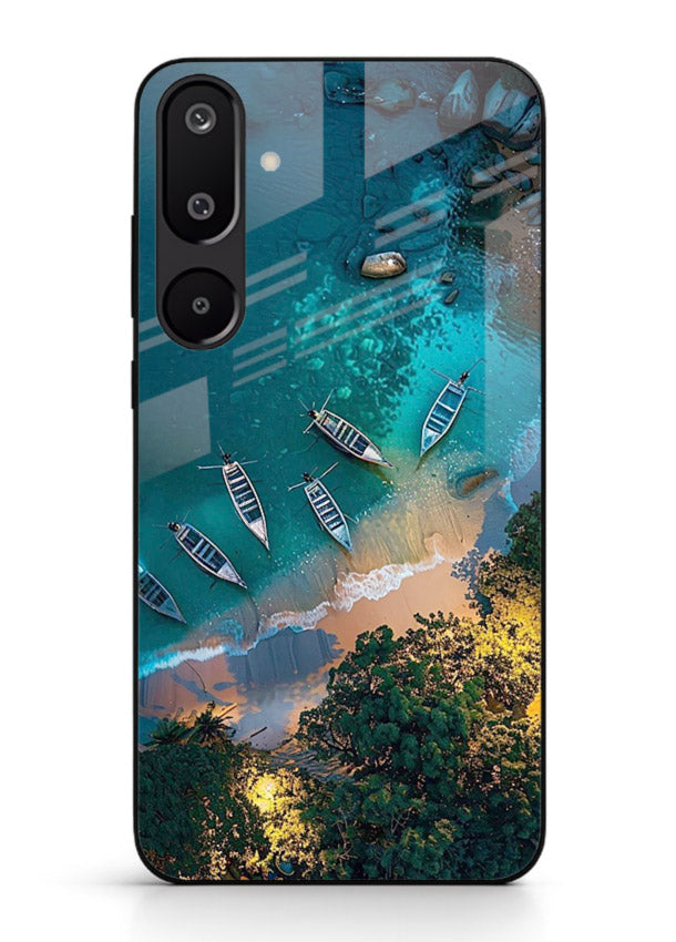 Deep Blue Lagoon glowing lagoon artwork Samsung F16 5G glass back cover