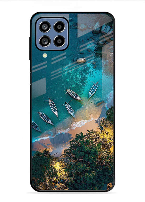 Deep Blue Lagoon glowing lagoon artwork Samsung A22 4G glass back cover