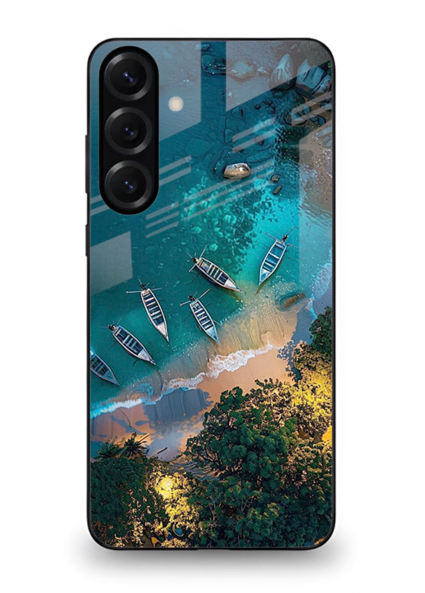 Deep Blue Lagoon glowing lagoon artwork Samsung A16 5G glass back cover