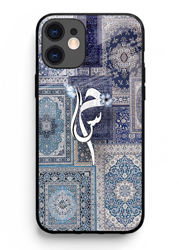 Indigo calligraphy artwork printed on tempered glass iPhone 11 back cover