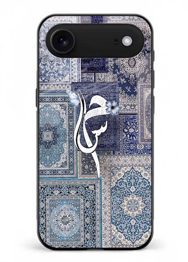 Indigo calligraphy artwork printed on tempered glass iPhone 18 Air back cover