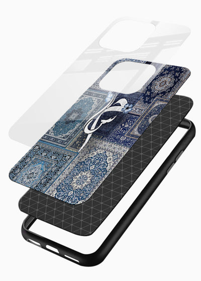 Indigo calligraphy artwork printed on tempered glass mobile back cover - 3