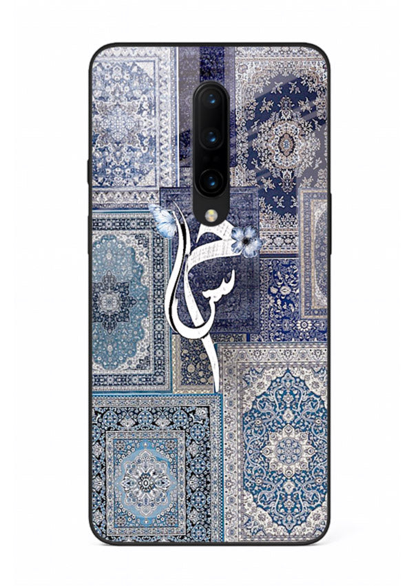 Indigo calligraphy artwork printed on tempered glass OnePlus 8 back cover