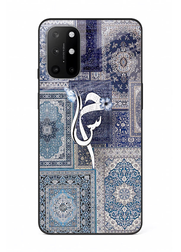 Indigo calligraphy artwork printed on tempered glass OnePlus 8T back cover