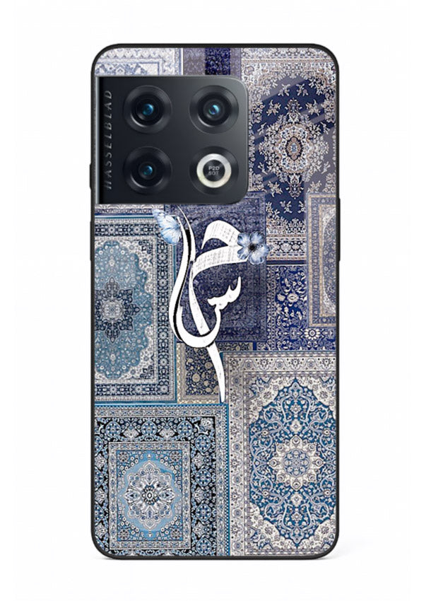 Indigo calligraphy artwork printed on tempered glass OnePlus 10 Pro back cover