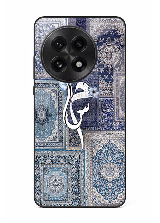 Indigo calligraphy artwork printed on tempered glass OnePlus 13R back cover