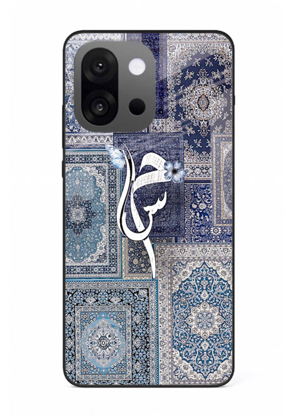 Indigo calligraphy artwork printed on tempered glass OnePlus 13s back cover