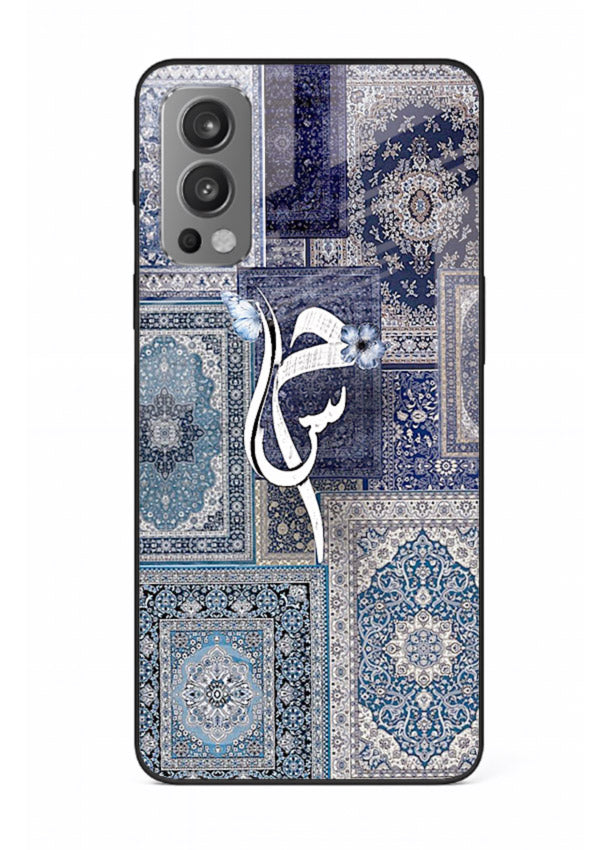 Indigo calligraphy artwork printed on tempered glass OnePlus Nord 2 back cover