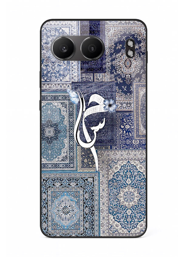 Indigo calligraphy artwork printed on tempered glass OnePlus Nord 4 back cover
