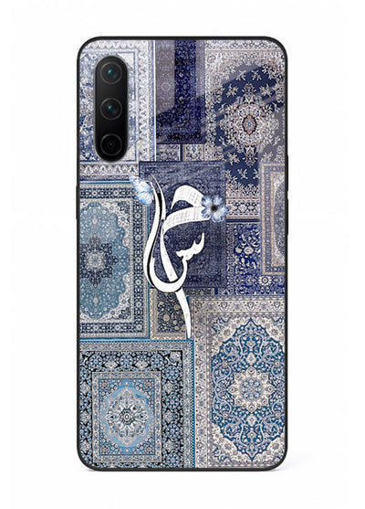 Indigo calligraphy artwork printed on tempered glass OnePlus Nord CE 5G back cover
