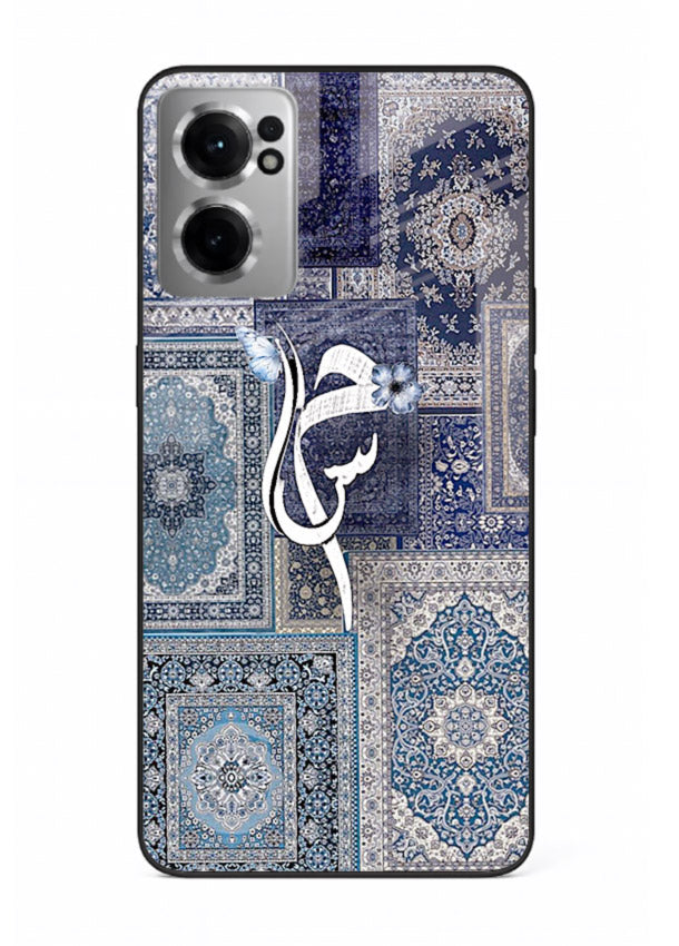 Indigo calligraphy artwork printed on tempered glass OnePlus Nord CE2 5G back cover
