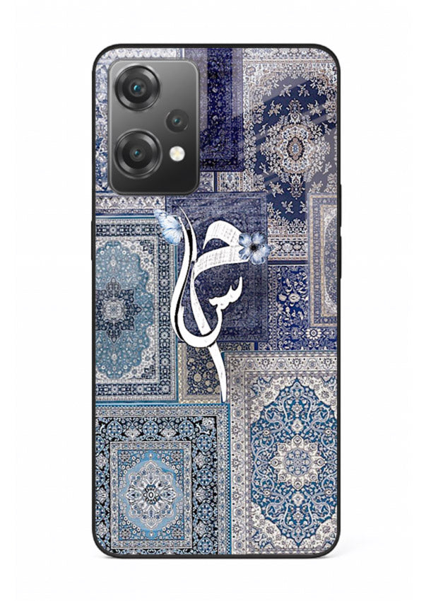 Indigo calligraphy artwork printed on tempered glass OnePlus Nord CE2 Lite 5G back cover