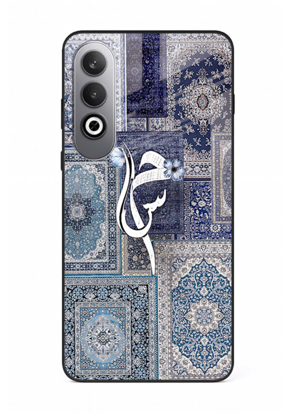 Indigo calligraphy artwork printed on tempered glass OnePlus Nord CE4 back cover