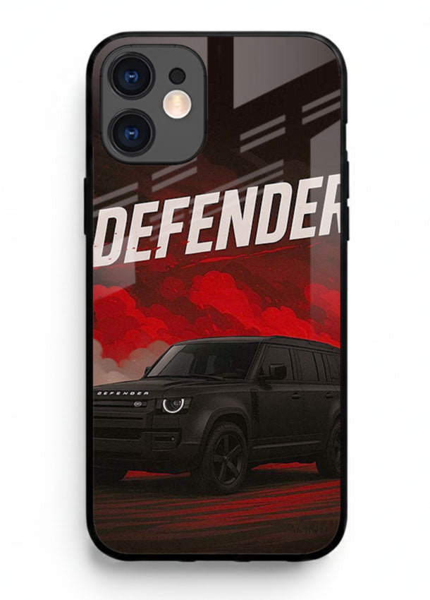 Land Rover Defender in dark smoky background with rugged SUV styling for iPhone 12 Mini