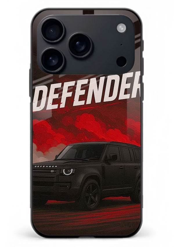 Land Rover Defender in dark smoky background with rugged SUV styling for iPhone 18 Pro Max