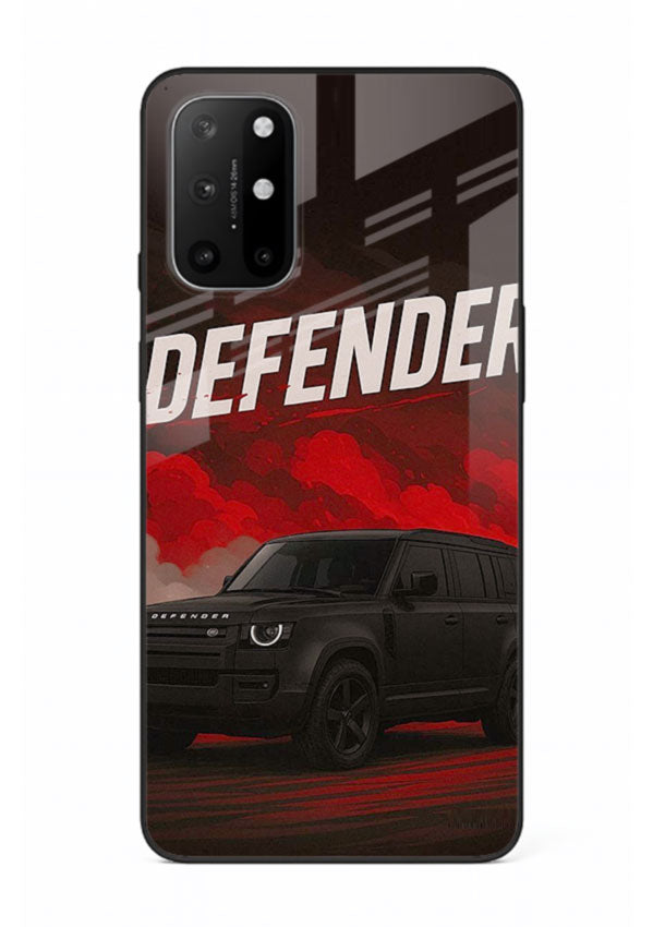 Land Rover Defender in dark smoky background with rugged SUV styling for OnePlus 8T