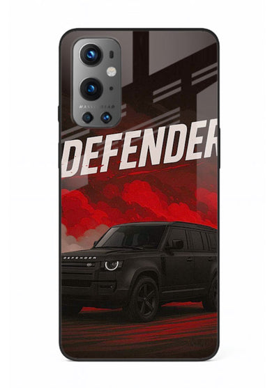 Land Rover Defender in dark smoky background with rugged SUV styling for OnePlus 9