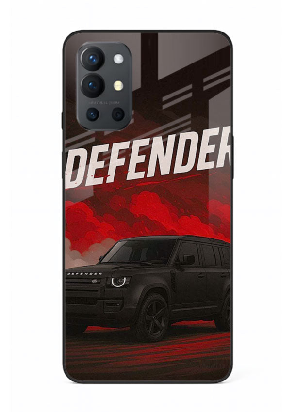 Land Rover Defender in dark smoky background with rugged SUV styling for OnePlus 9R