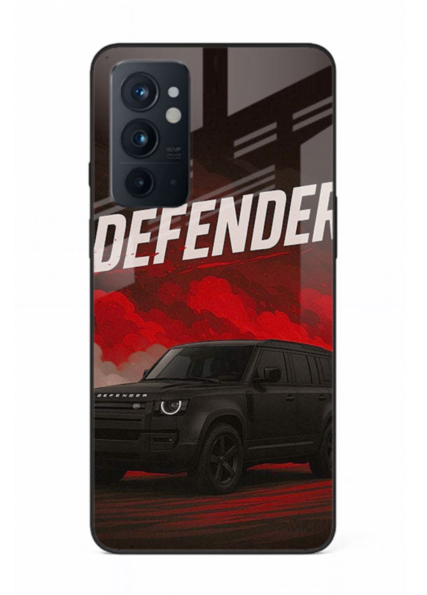 Land Rover Defender in dark smoky background with rugged SUV styling for OnePlus 9RT