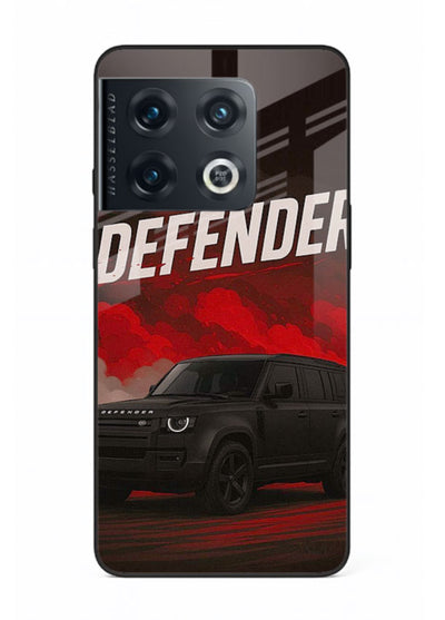 Land Rover Defender in dark smoky background with rugged SUV styling for OnePlus 10 Pro