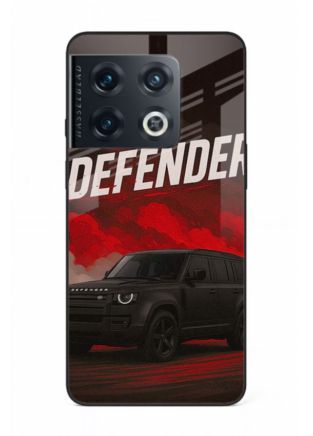 Land Rover Defender in dark smoky background with rugged SUV styling for OnePlus 10 Pro