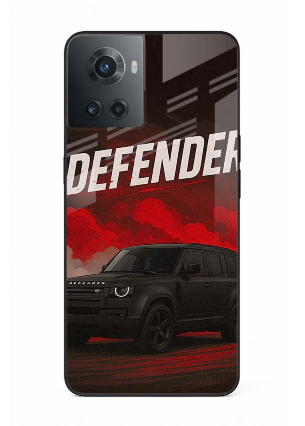 Land Rover Defender in dark smoky background with rugged SUV styling for OnePlus 10R