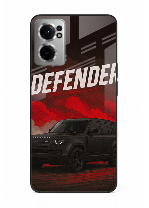 Land Rover Defender in dark smoky background with rugged SUV styling for OnePlus Nord CE2 5G
