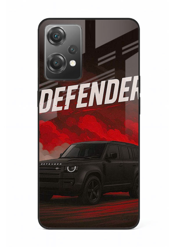 Land Rover Defender in dark smoky background with rugged SUV styling for OnePlus Nord CE2 Lite 5G