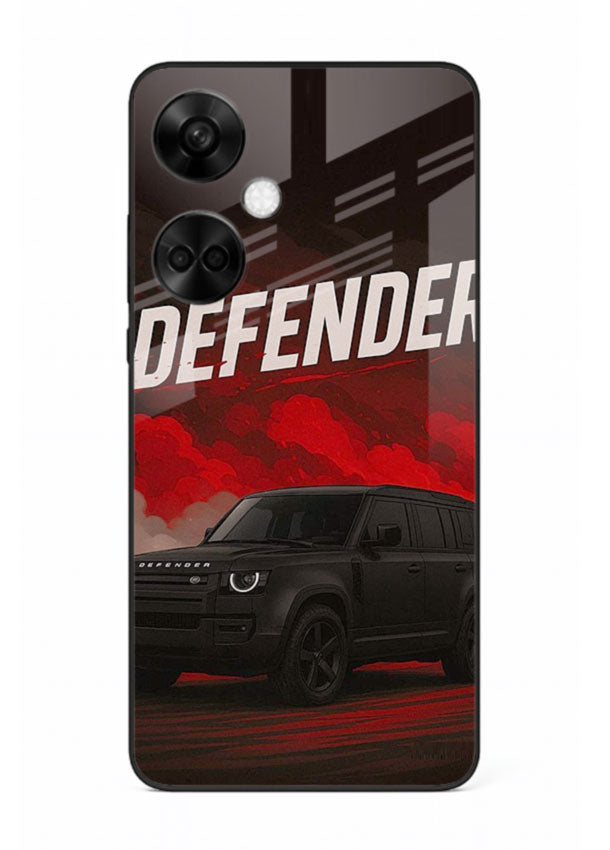 Land Rover Defender in dark smoky background with rugged SUV styling for OnePlus Nord CE3