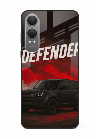 Land Rover Defender in dark smoky background with rugged SUV styling for OnePlus Nord CE4 Lite