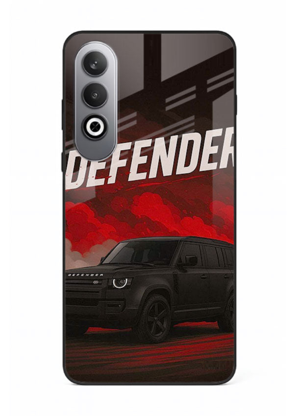Land Rover Defender in dark smoky background with rugged SUV styling for OnePlus Nord CE4