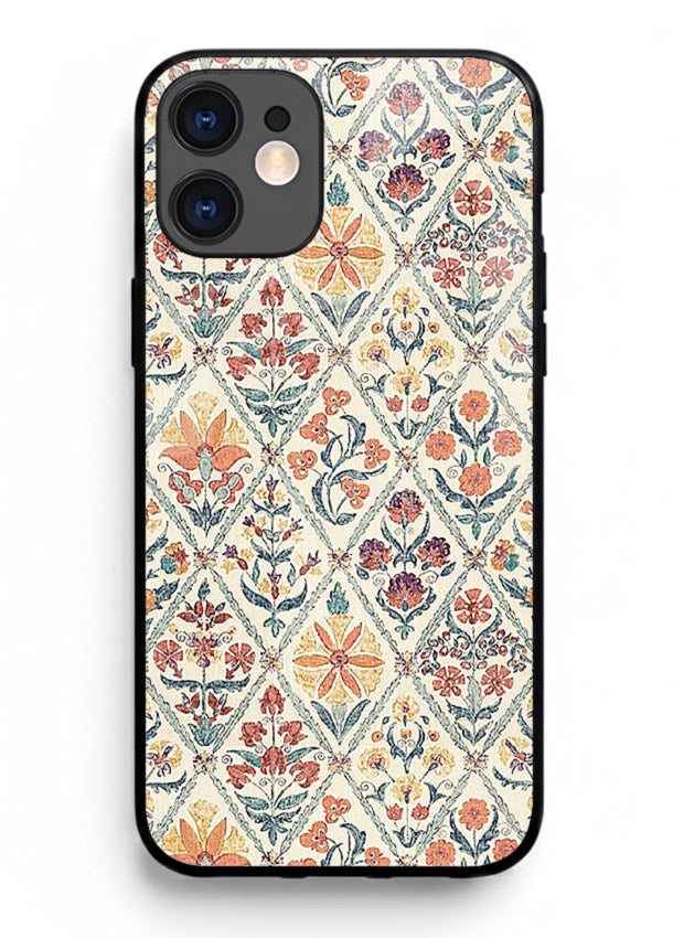 Delicate Floral Tiles pastel floral tile pattern iphone 12 mini glass back cover