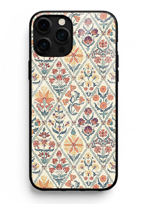 Delicate Floral Tiles pastel floral tile pattern iphone 14 pro max glass back cover