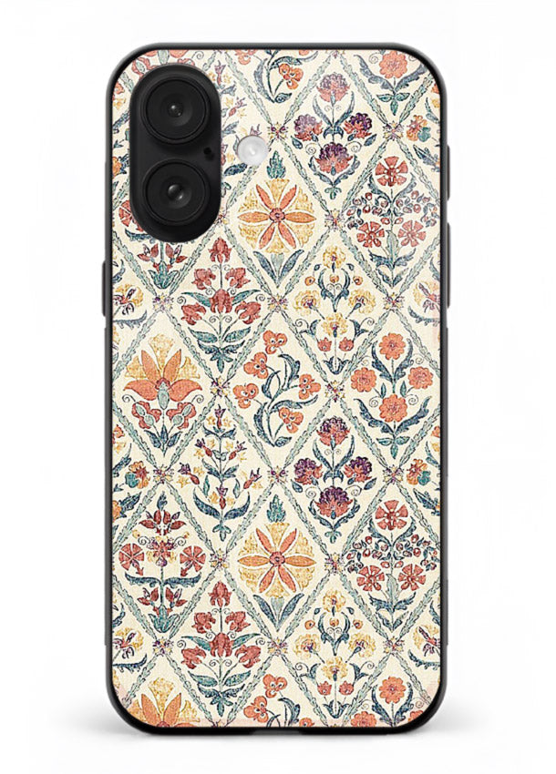 Delicate Floral Tiles pastel floral tile pattern iphone 16 glass back cover