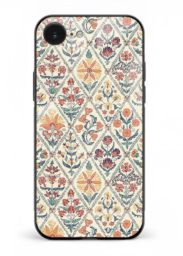 Delicate Floral Tiles pastel floral tile pattern iphone 16e glass back cover