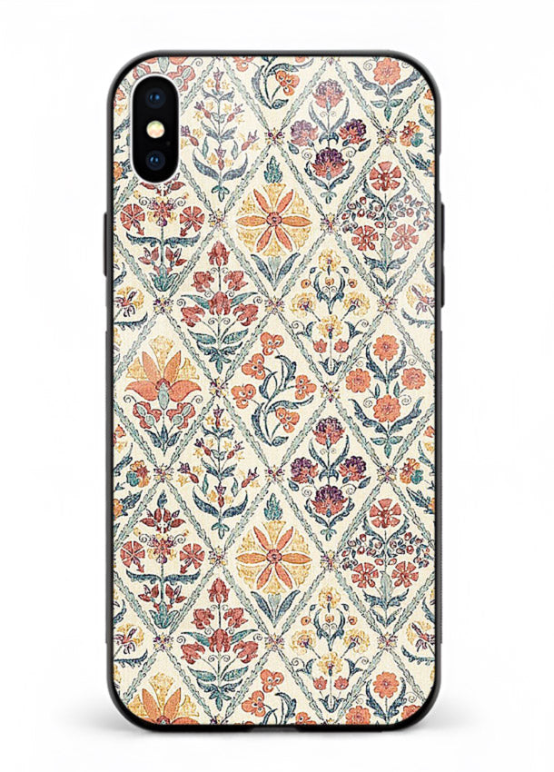 Delicate Floral Tiles pastel floral tile pattern iphone xs max glass back cover