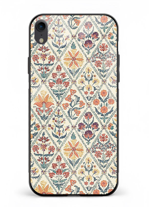 Delicate Floral Tiles pastel floral tile pattern iphone xr glass back cover