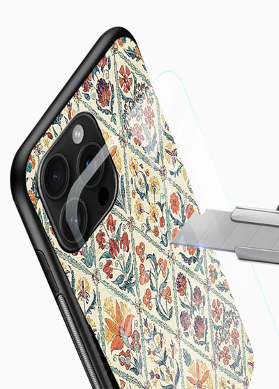 Delicate Floral Tiles pastel floral tile pattern glossy vibrant premium glass back cover - Angle Blade