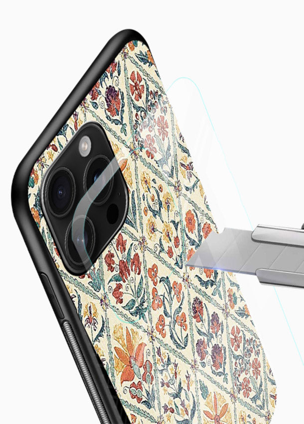 Delicate Floral Tiles pastel floral tile pattern glossy vibrant premium glass back cover - Angle Blade