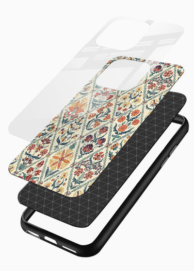 Delicate Floral Tiles pastel floral tile pattern glossy vibrant premium glass back cover - Angle Layers