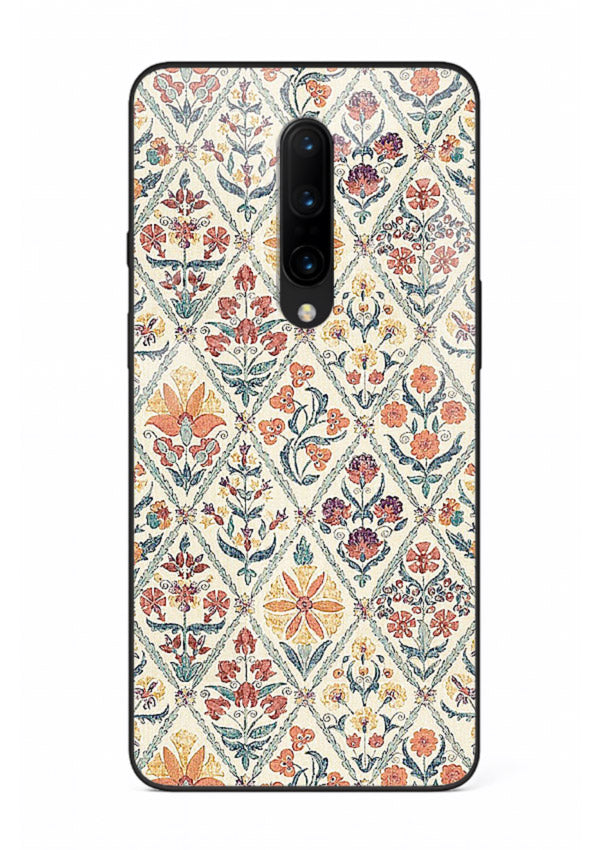 Delicate Floral Tiles pastel floral tile pattern OnePlus 7 Pro glass back cover