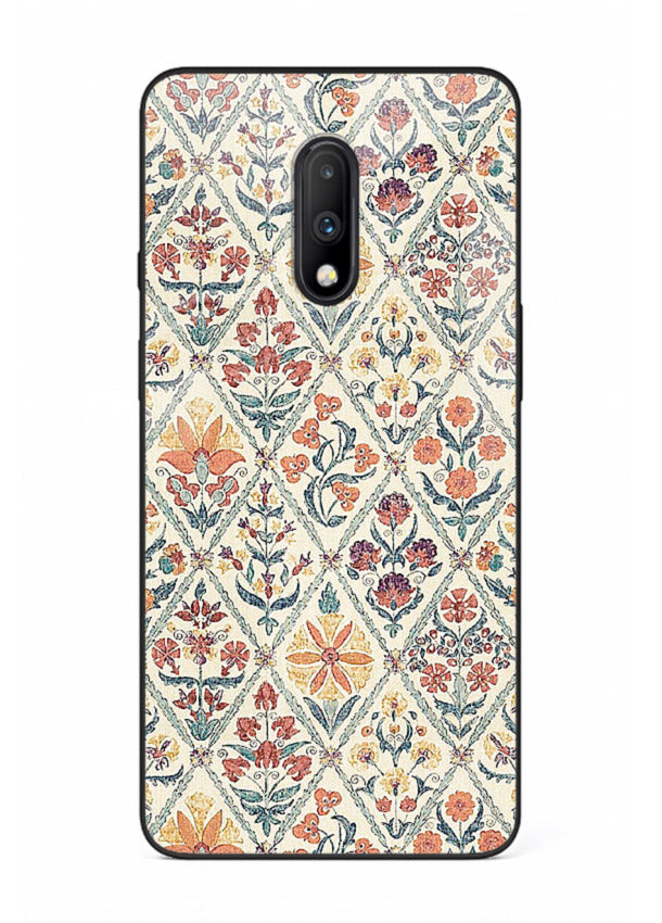Delicate Floral Tiles pastel floral tile pattern OnePlus 7 glass back cover