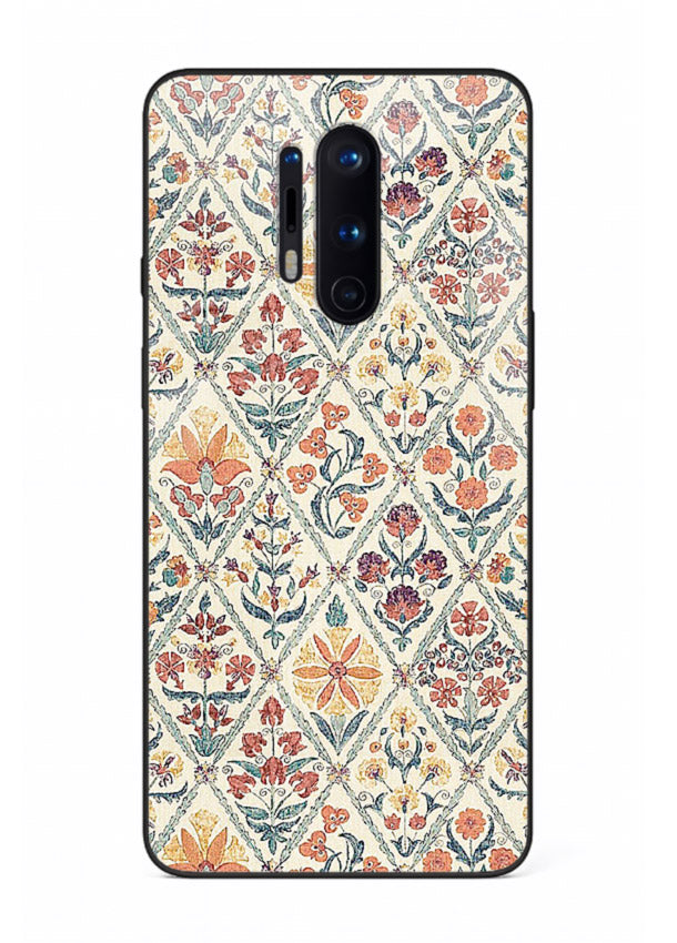 Delicate Floral Tiles pastel floral tile pattern OnePlus 8 Pro glass back cover
