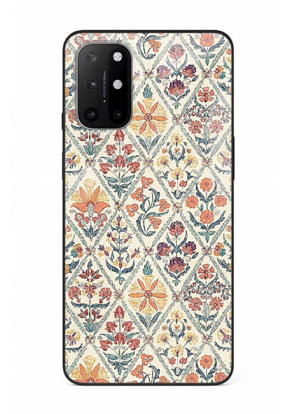 Delicate Floral Tiles pastel floral tile pattern OnePlus 8T glass back cover
