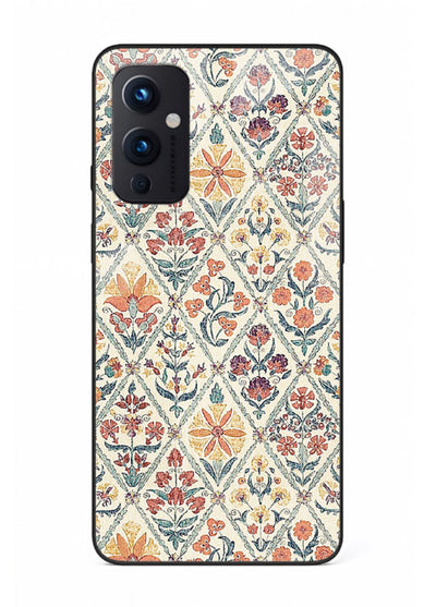 Delicate Floral Tiles pastel floral tile pattern OnePlus 9 Pro glass back cover