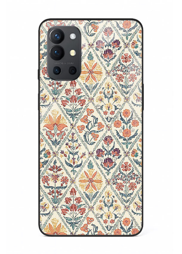 Delicate Floral Tiles pastel floral tile pattern OnePlus 9R glass back cover