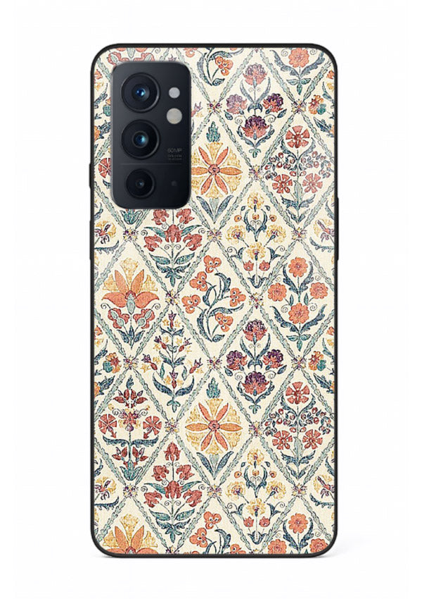 Delicate Floral Tiles pastel floral tile pattern OnePlus 9RT glass back cover