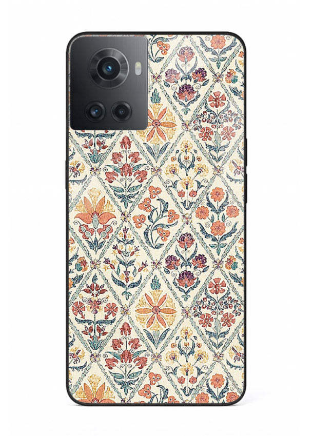 Delicate Floral Tiles pastel floral tile pattern OnePlus 10R glass back cover