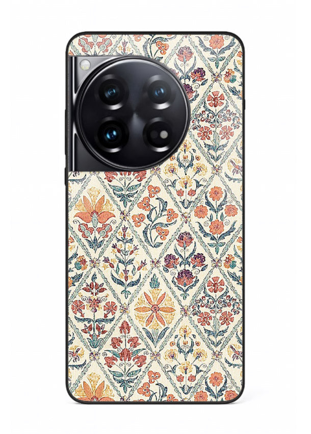 Delicate Floral Tiles pastel floral tile pattern OnePlus 12 glass back cover